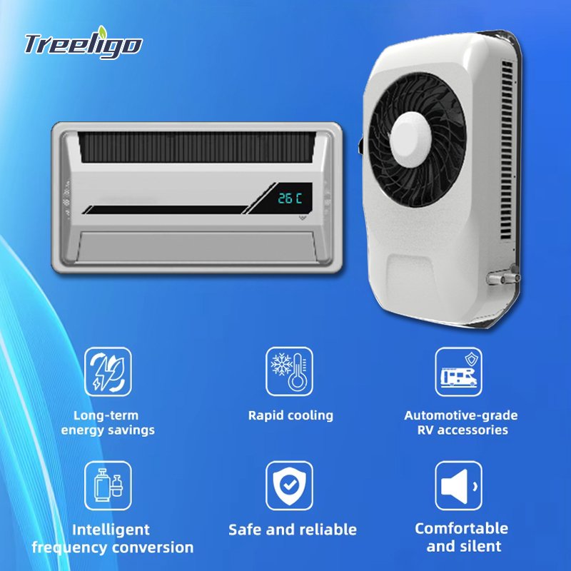 New 12V 24V Parking air Conditioner Split Sleeper Air Conditioner for Truck RV Camper Van Tractor