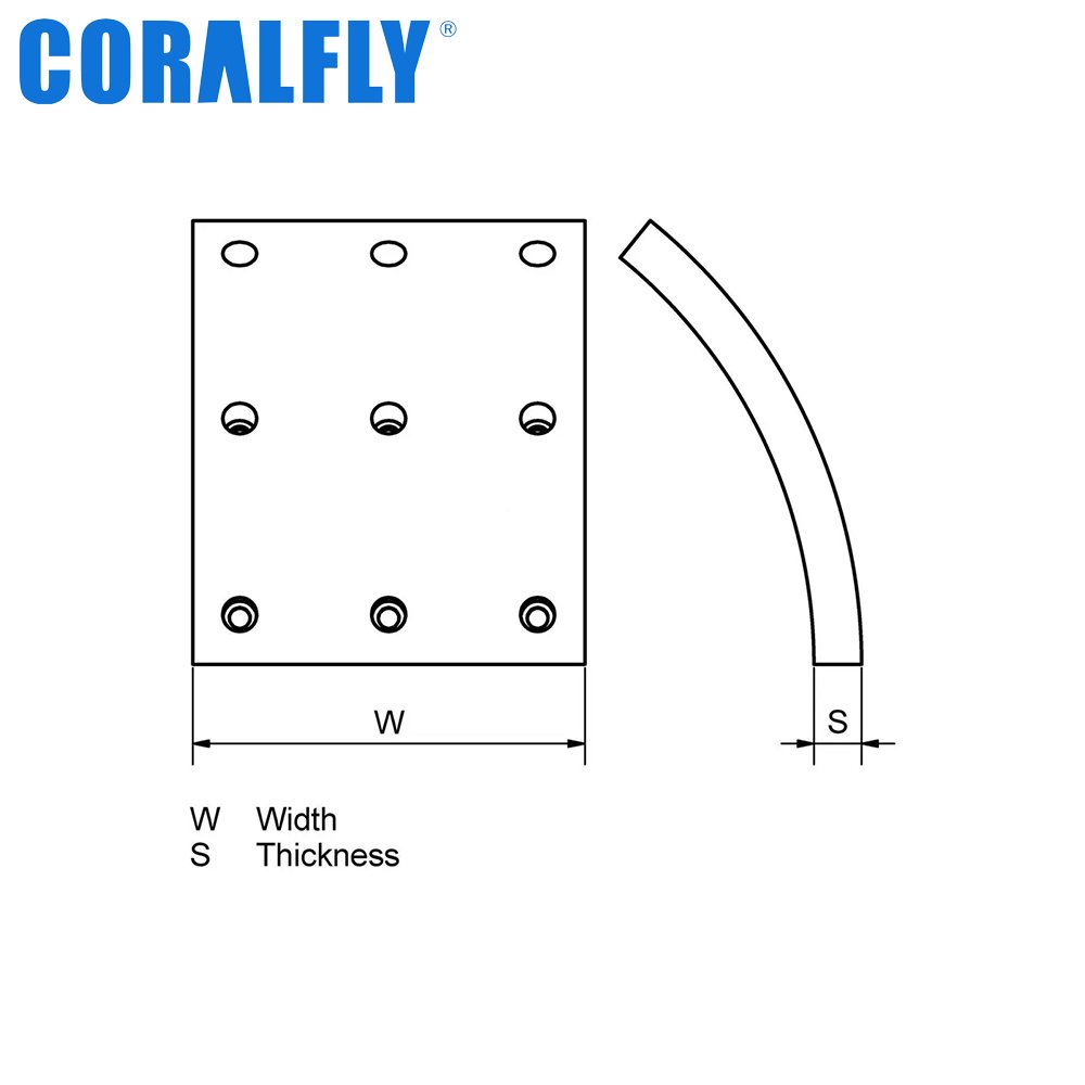 Coralfly Product Golden Supplier Truck Parts 19393 Truck Brake Lining for scania 551053 551170 751012 181814