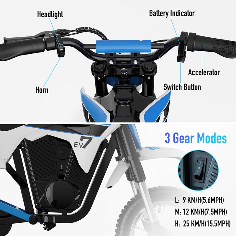 2025 Newest 36V 300W Have Wide Tire Drum Brake Two Wheeled Electric Motorcycle With Blue Tooth Music