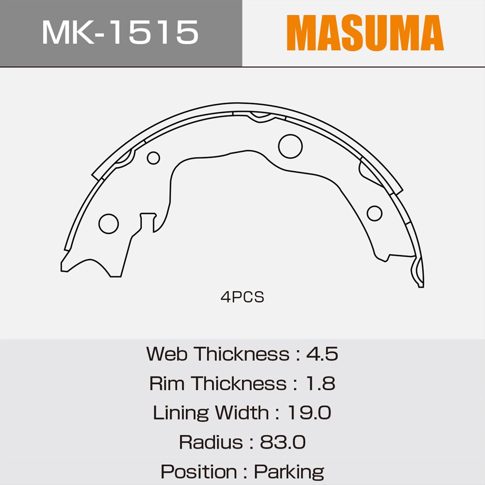 MK-1515 MASUMA Suppliers Auto Universal Drum Brake Shoes 44060-CY025 D40F0AR06K 440608J00K 4654042010 for NISSAN CUBE