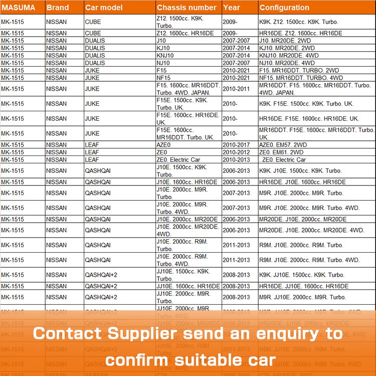 MK-1515 MASUMA Suppliers Auto Universal Drum Brake Shoes 44060-CY025 D40F0AR06K 440608J00K 4654042010 for NISSAN CUBE