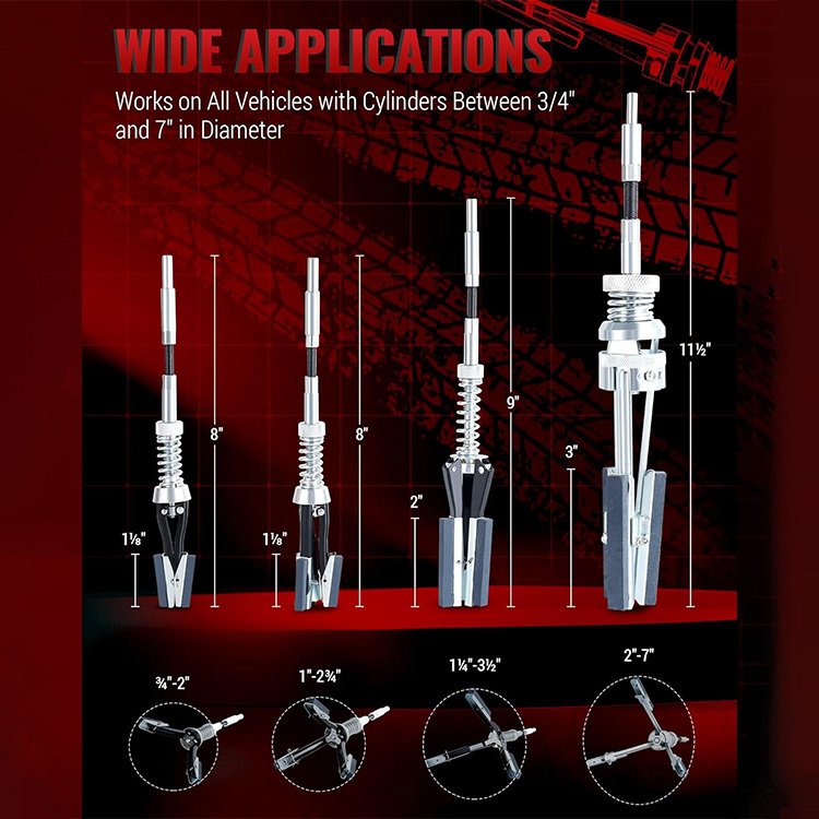 Cylinder Hone Tool Set for Sizes 3/4" to 7" Cylinders 1-1/8" 3" and 4" Diameters
