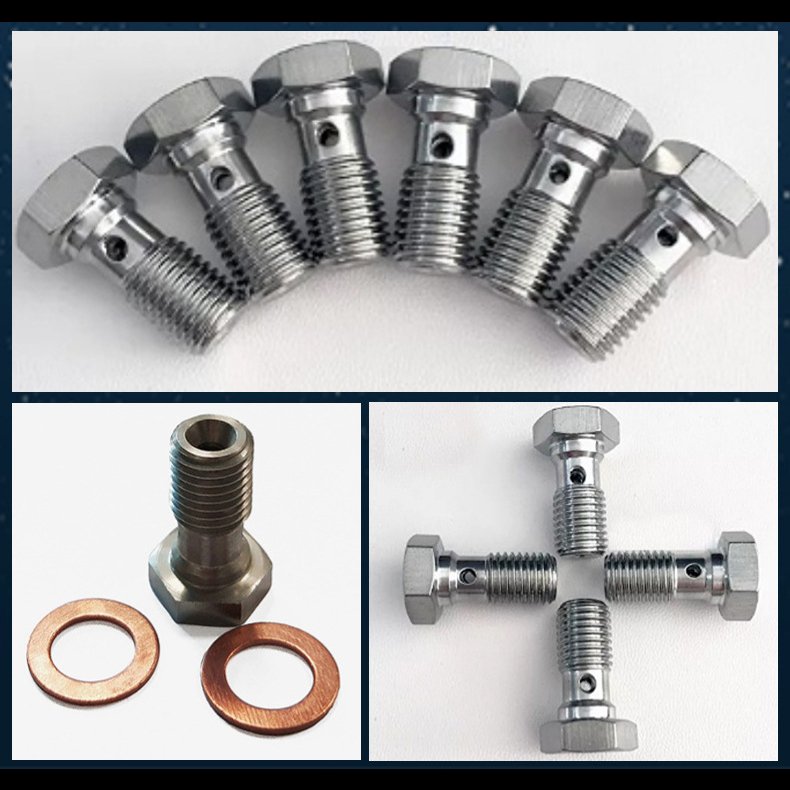 CNC Stainless Steel Hollow Nut Bolt for Car One Hole Ss304 Screw Nut M10x1.0 Hex Stud Threaded Brake Hose Fitting Bolt