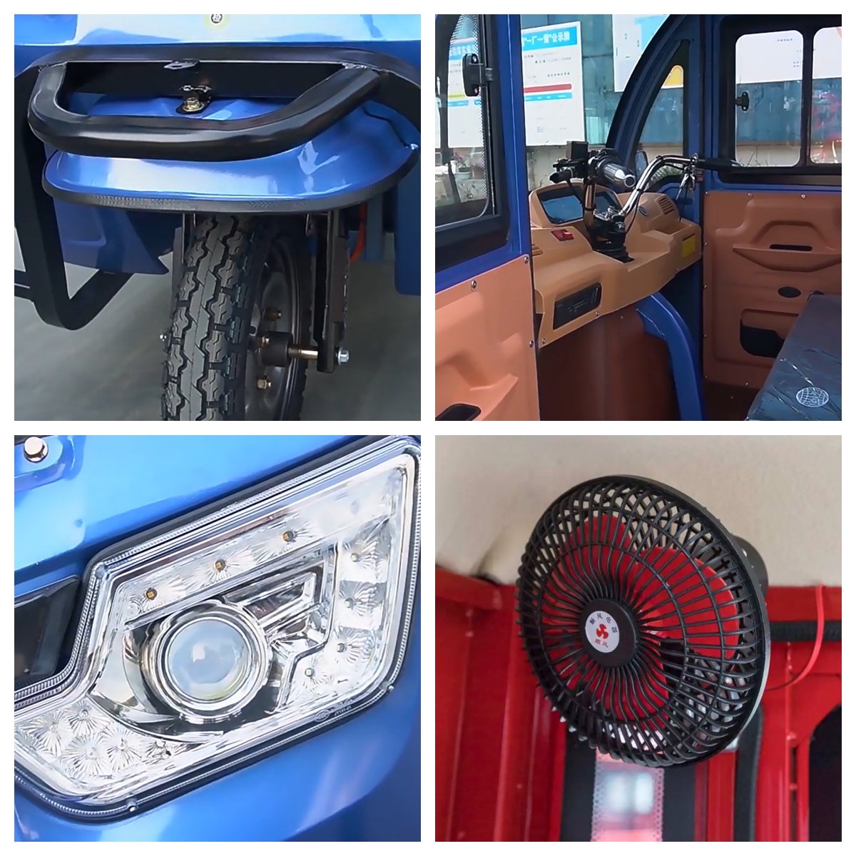 2024 Luxury 3-Wheel Electric Cargo Tricycle Fully Enclosed Cockpit with Open Body 60v Voltage New Electric Vehicle