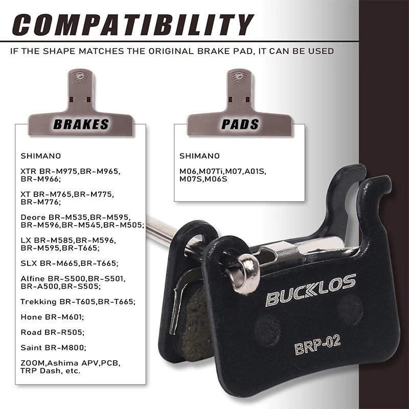 OEM/ODM BUCKLOS Road Mountain Bike Brake Pads Bicycle MTB Hydraulic Disc Brake Pad for A01S M06 M07 Cycling Parts