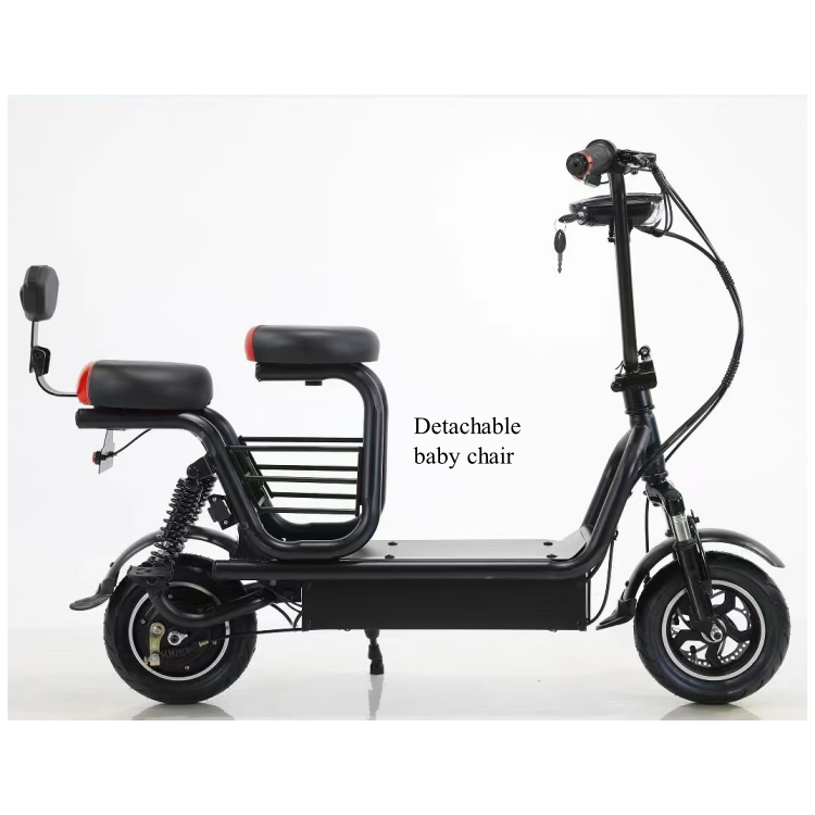 Wholesale Price Small Folding 3 Wheels Electric Scooter with Child Seat 48v 350W 10'' Tires Tricycle Scooter 3 Seats for Adults