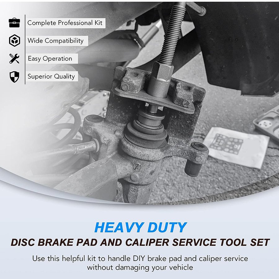 22pcs Heavy Duty Disc Brake Piston Caliper Compressor Rewind Tool Set Disc Brake Caliper Repair Kit Compressor Wind Back Tool