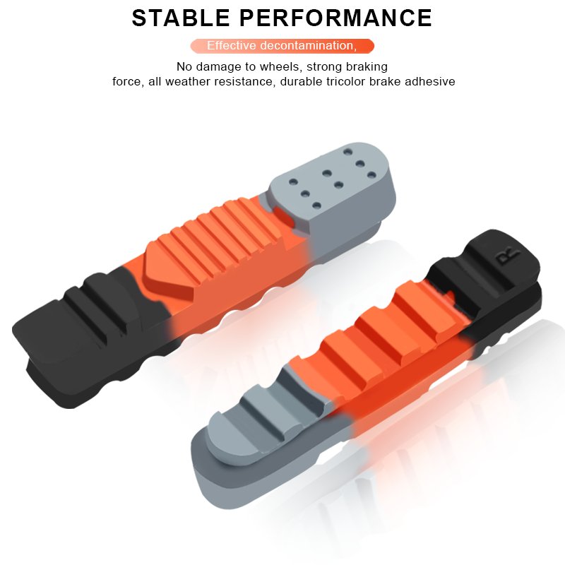 RIDERACE Bicycle Brake Pads Aluminum Alloy Rim Drawer-Type Three-Color Brake Pad Rubber Road Bike C-Brake With Mud Trough Silent