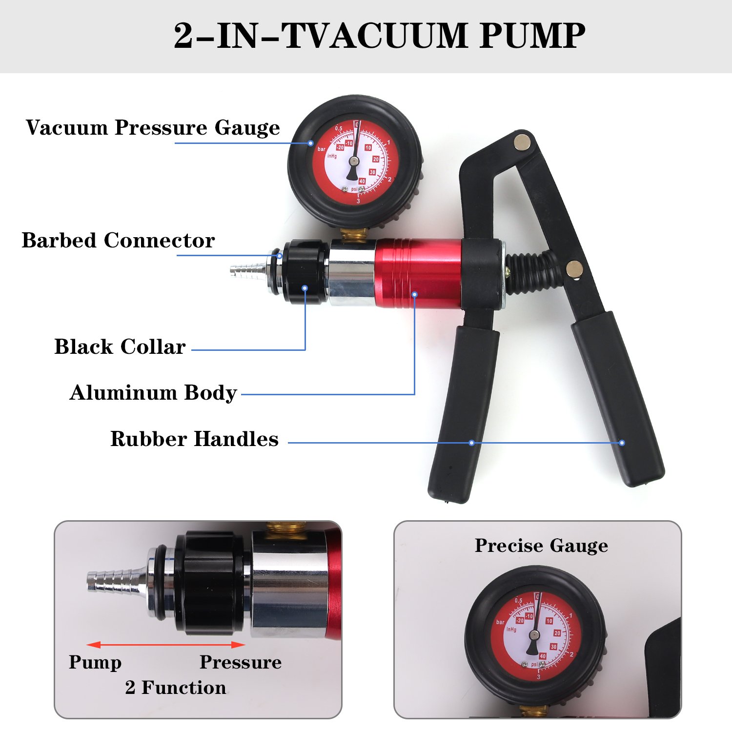 Car Repair Hand Held Vacuum Cylinder Pressure Pump Tester With Pressure Gauge Brake Fluid Bleeder Kit