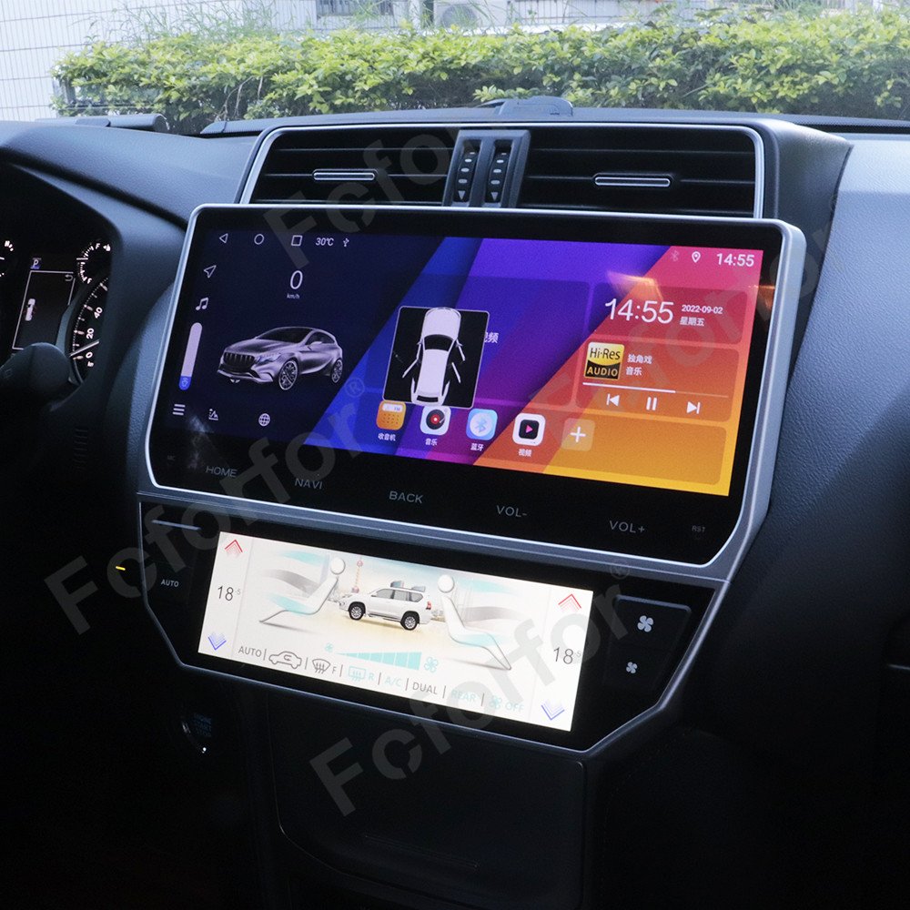 Car Radio for Toyota Land Cruiser Prado 2018-2023 Air Conditioner Control Screen Climate Board Head Unit Stereo Carplay