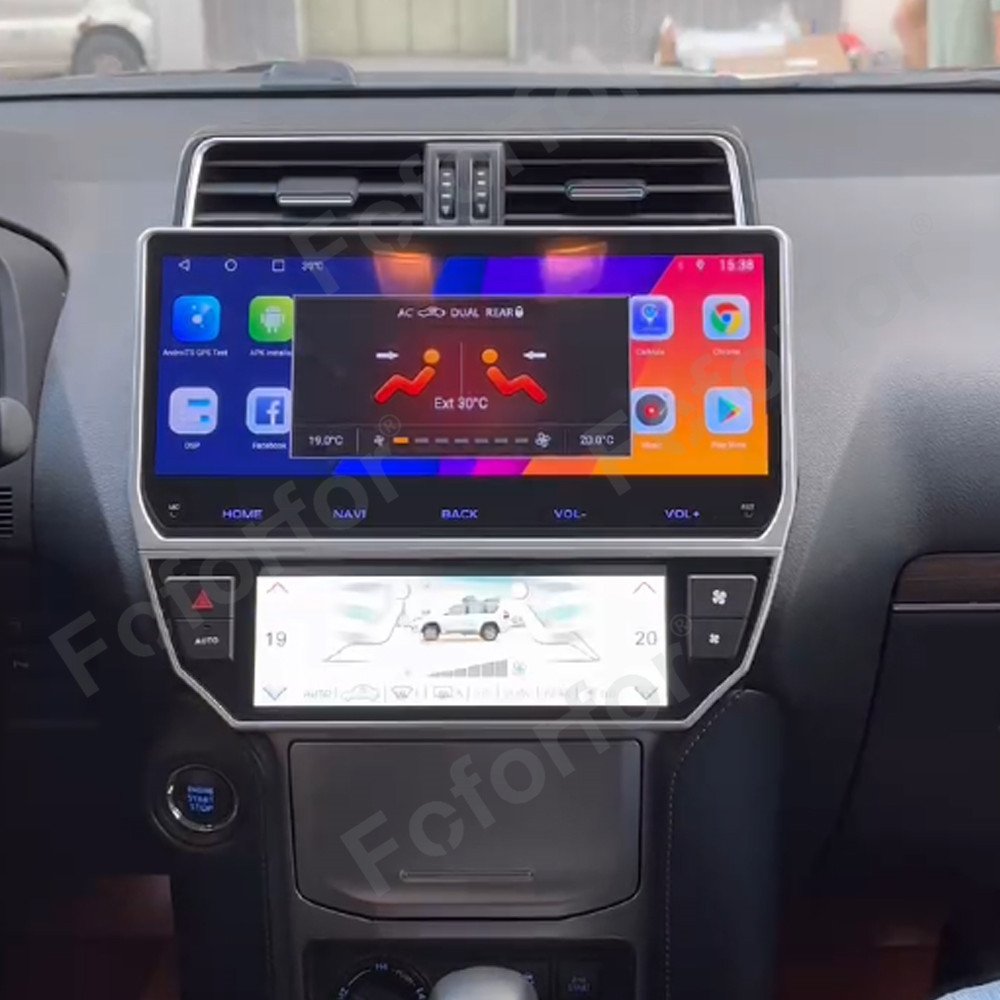 Car Radio for Toyota Land Cruiser Prado 2018-2023 Air Conditioner Control Screen Climate Board Head Unit Stereo Carplay