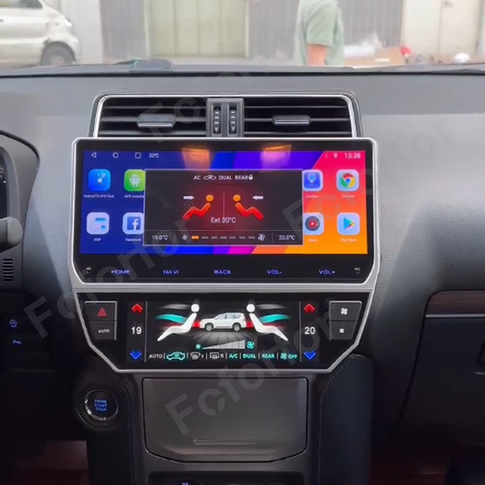 Car Radio for Toyota Land Cruiser Prado 2018-2023 Air Conditioner Control Screen Climate Board Head Unit Stereo Carplay