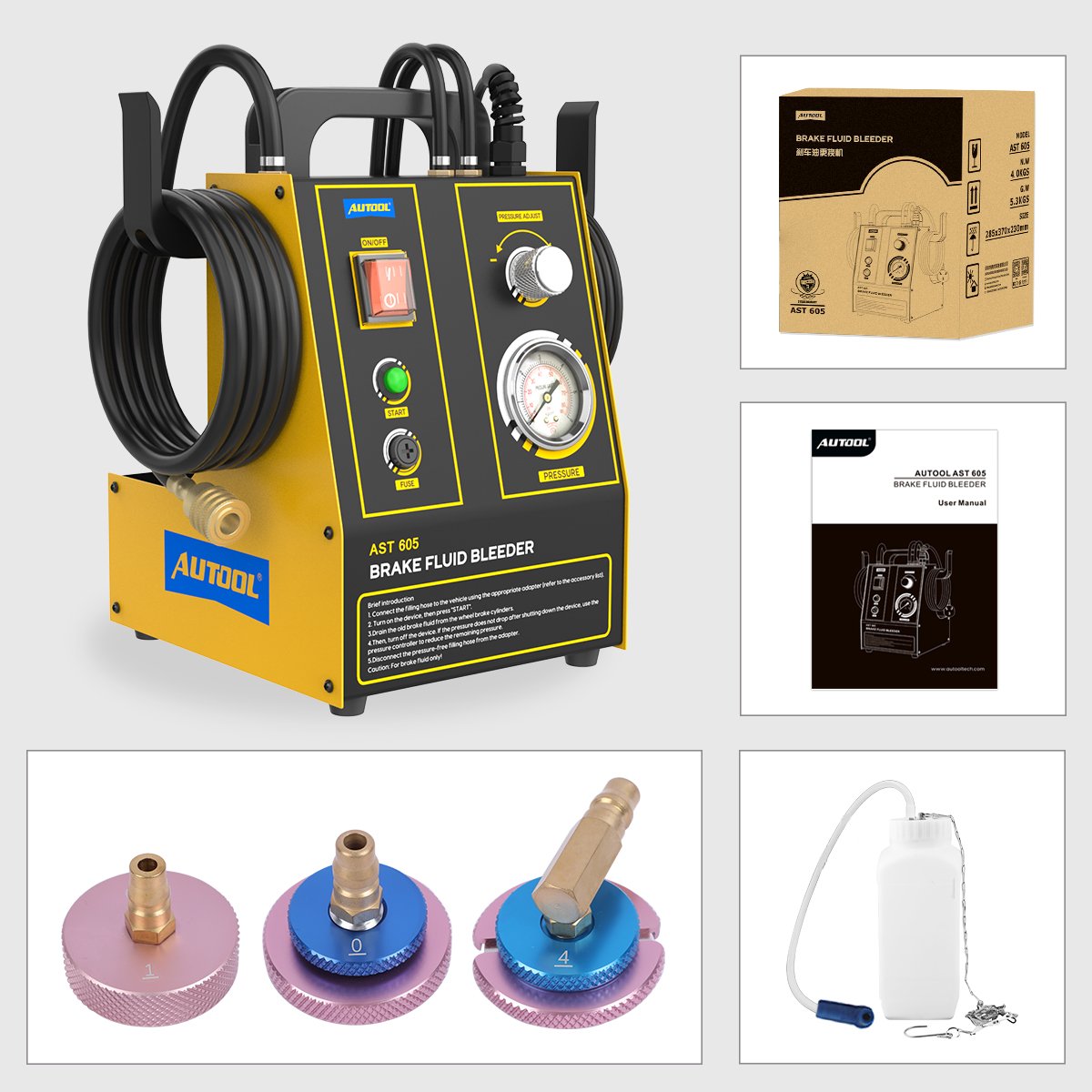 2024 AUTOOL AST605 Pulse Car Four Pumps Brake Oil Exchanger Machine Oil Pump Master Cylinder for Vehicles71 MSV80 MSV90