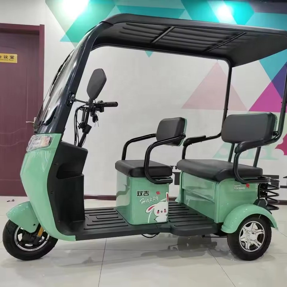 New OEM 60v/72v Adult Electric Tricycle Thickened Steel Frame 1000W Power Tuk Tuk Open Body Passenger Tricycle Electron Driving