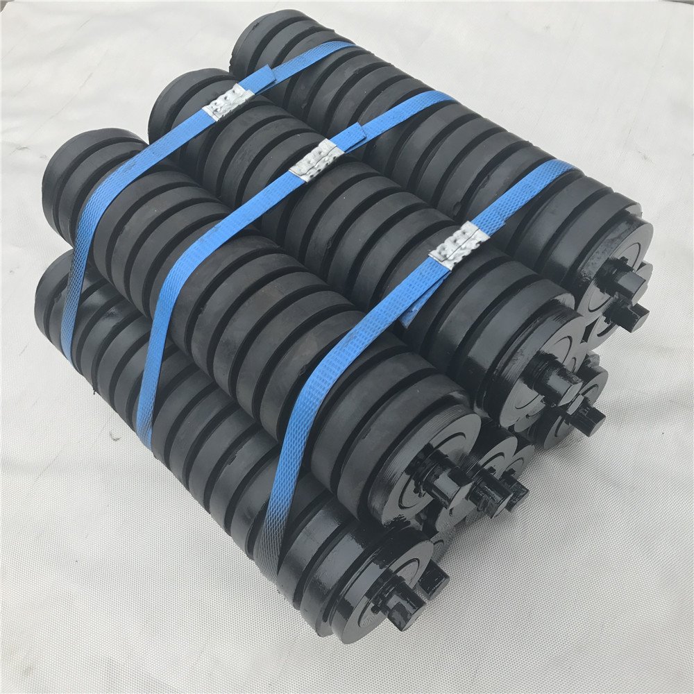 Best Quality Customized Size Heavy Duty Idler Black Rubber Coated Buffer Conveyor Impact Rollers