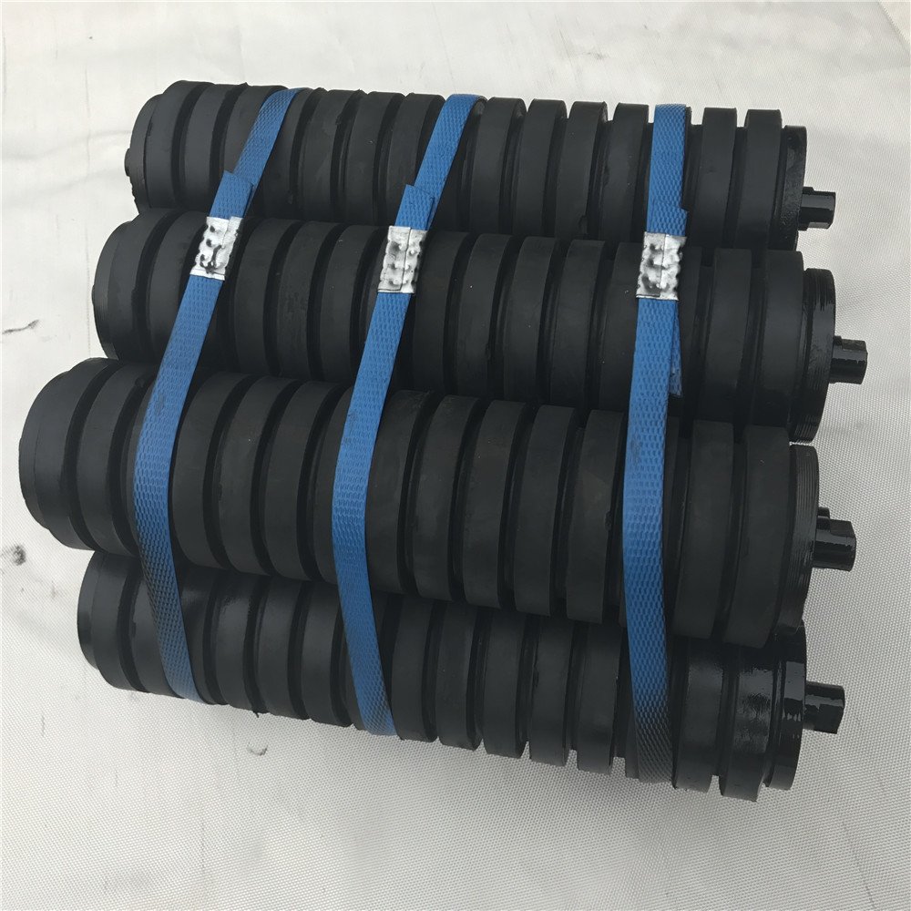 Best Quality Customized Size Heavy Duty Idler Black Rubber Coated Buffer Conveyor Impact Rollers