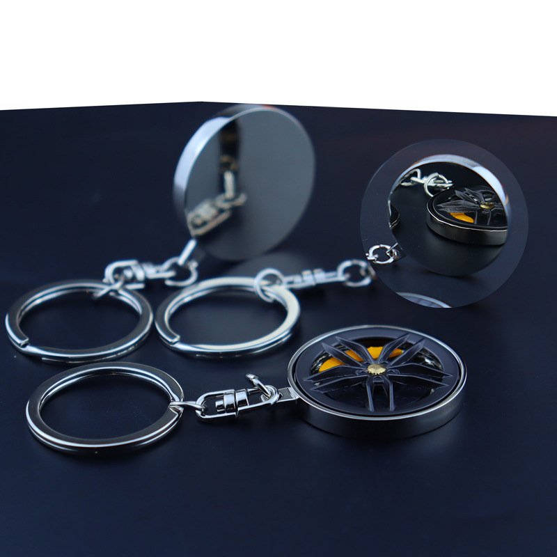 Brake Disc Caliper Keychain Rotatable Creative 3D Metal Keychain Pendant Gift Wheel Hub Rotation