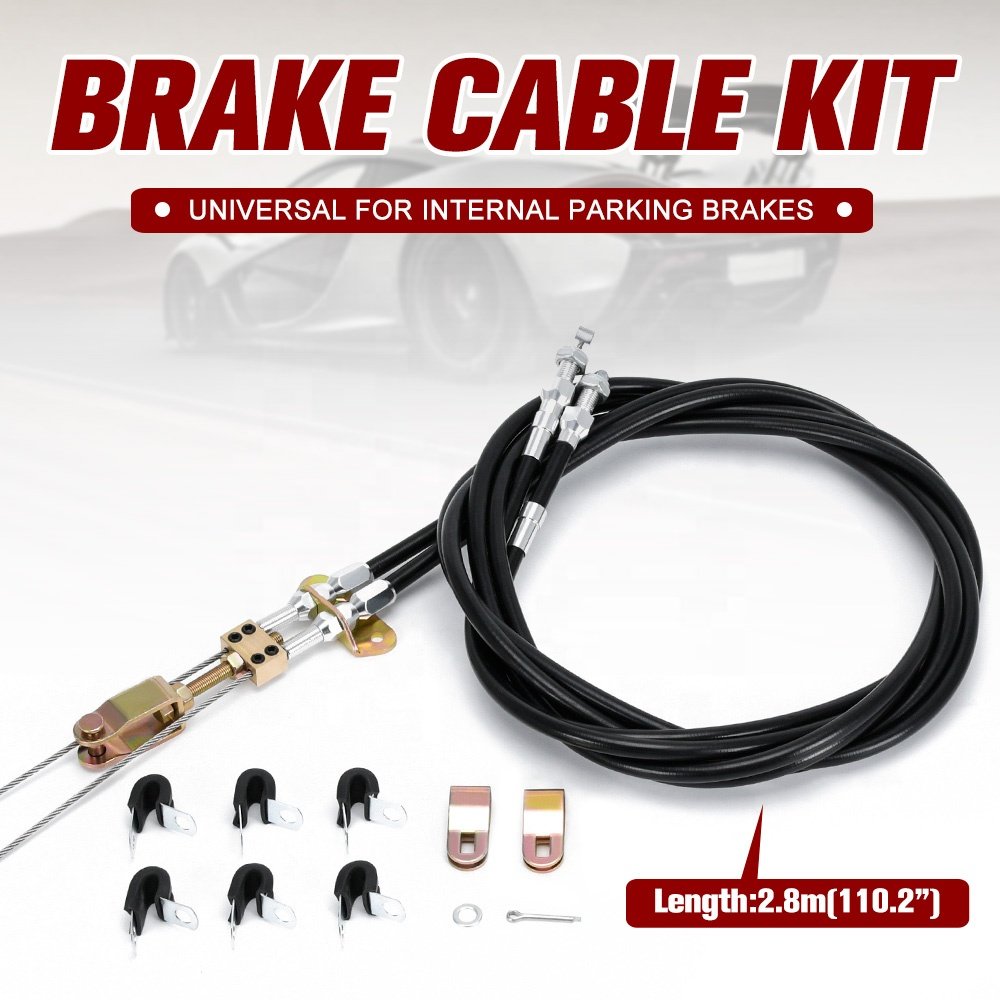 Universal Rear Parking Brake Cable Kit Emergency Brake Cable Kit Disc/Drum Parking Brake Cable Kits PQY-ZDQ04
