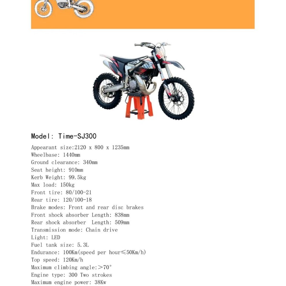 Direct Factory Supply High-Performance 300cc 2T Chinese Off-Road Dirtbike for Adults for Racing and Trail Use