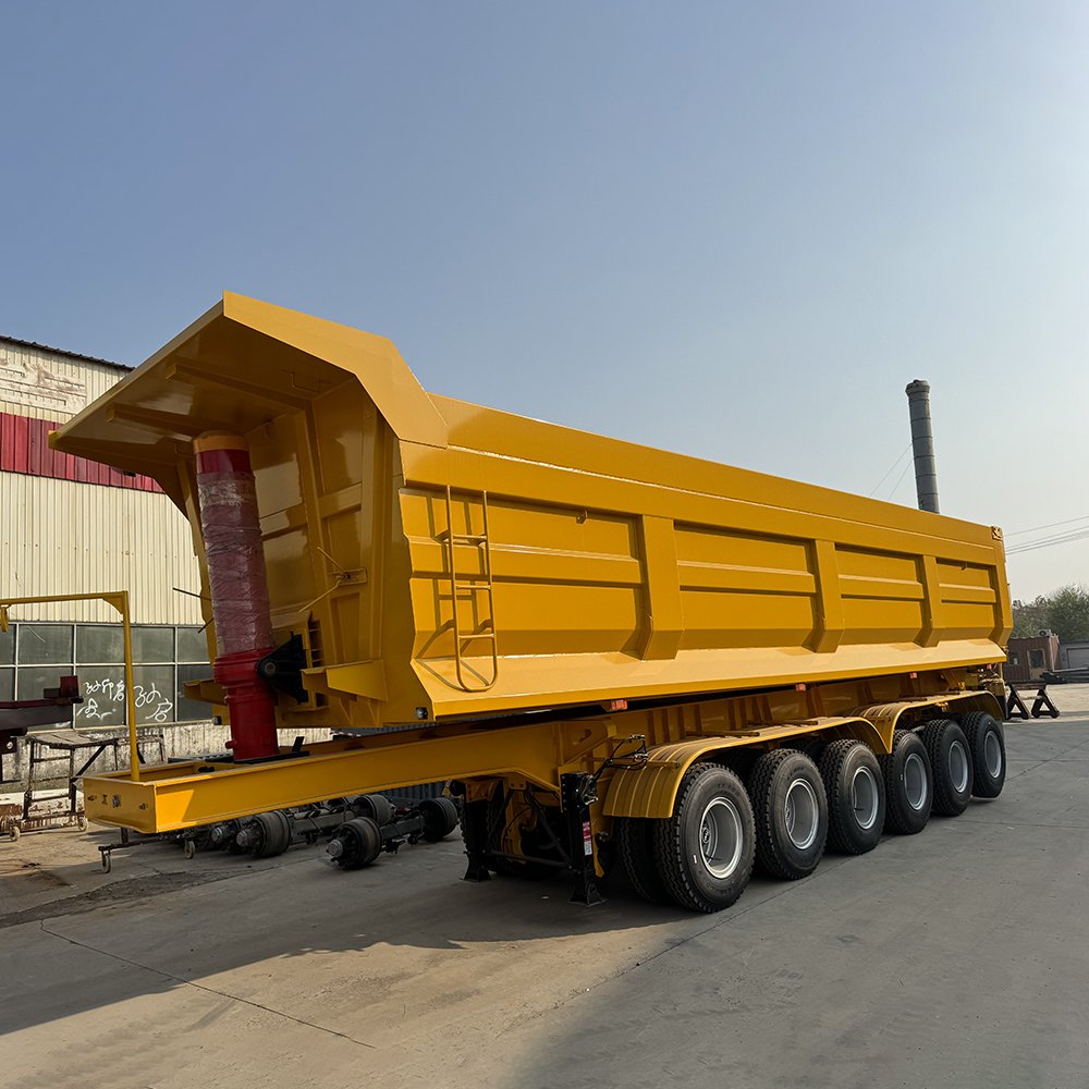 Made in China Utility 3/4 Axles 50 Tons Hydraulic Cylinder U Shaped Tipper Dump Semi Trailer for Sale