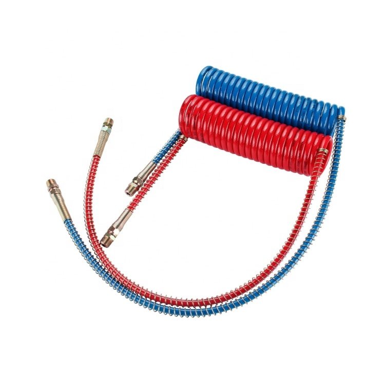 Customized Coiled Spring Trailer Nylon Brake Tube Red Yellow Air Brake Air Hose