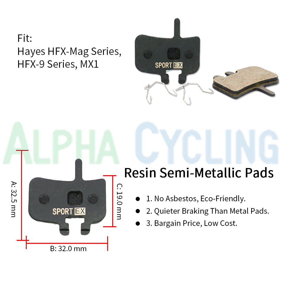 Bicycle Brake Pads for Hayes HFX 9/NINE/MAG Plus Caliper, Sport EX Class