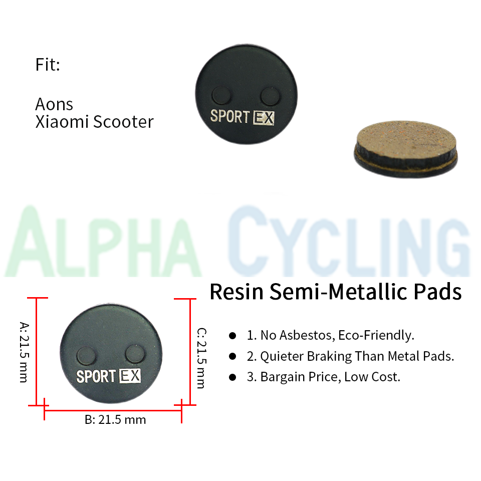Resin Bicycle Brake Pads for Aons Caliper, Diameter Is 21.5mm Round Pads