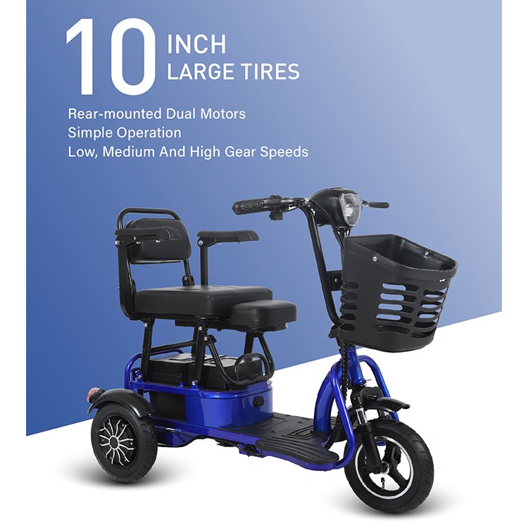 Convenient Handicapped Battery Battery New Brushless 48 V Three Tricycle Foldable Scooters 800 W Mobility Adult Electric Scooter