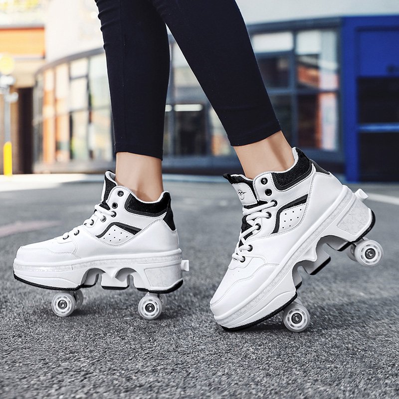 Skate Roller Sport Shoes Kids Flashing Inline Skates Skating Walking Shoes Wheel Removable Pulley Parkour Sneakers Fashion.