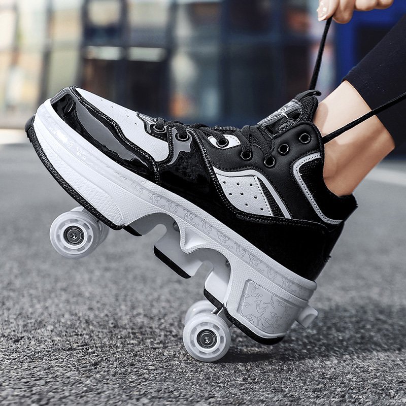 Skate Roller Sport Shoes Kids Flashing Inline Skates Skating Walking Shoes Wheel Removable Pulley Parkour Sneakers Fashion.