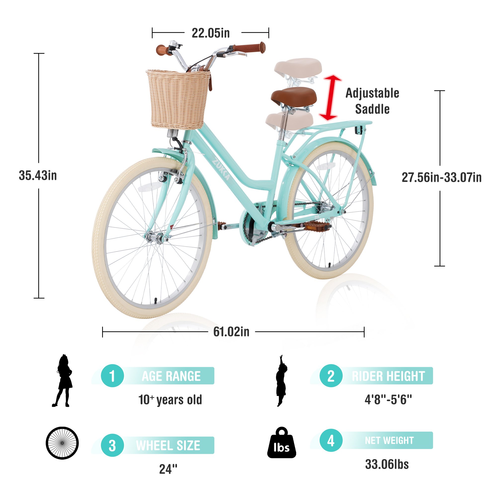 Tianjin Factory 24 Inch Student Bicycle With Steel Frame and Caliper Brake Single Speed Commuter City Girl Bike