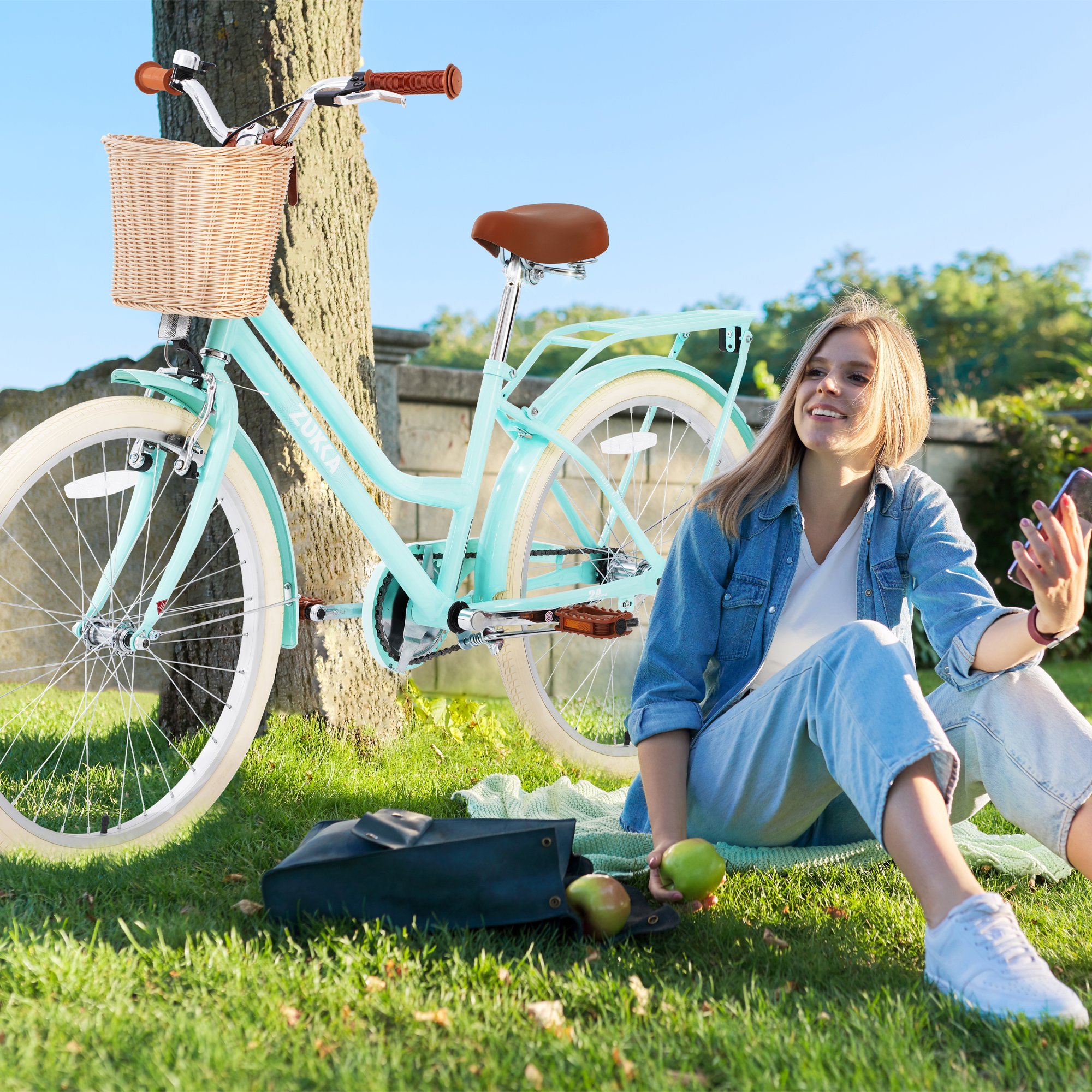 Tianjin Factory 24 Inch Student Bicycle With Steel Frame and Caliper Brake Single Speed Commuter City Girl Bike