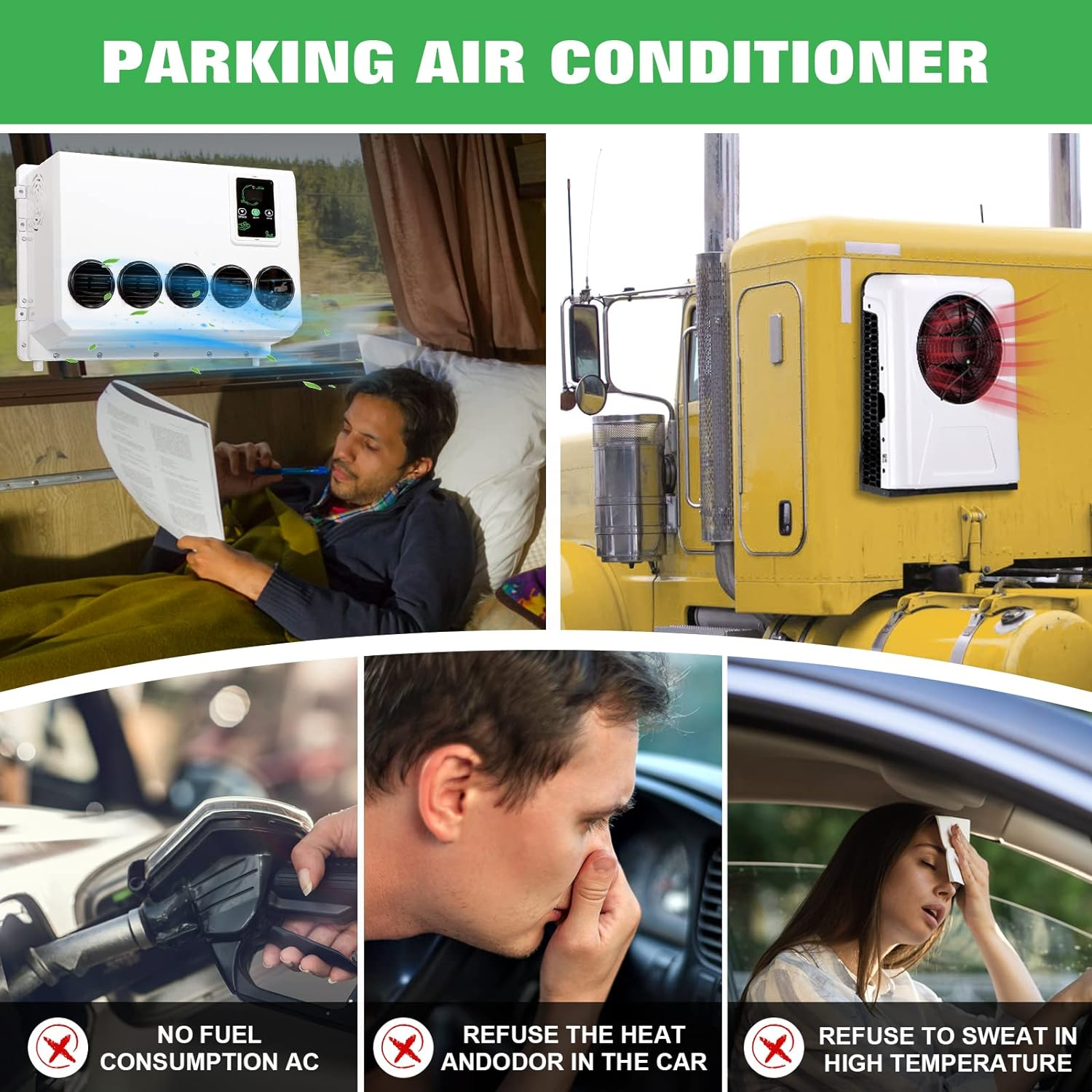 RGFROST HVAC Electrical Air Conditioner Parking Truck Cooler 12/24V Overhead Split Truck Car Auto Parking air Conditioner