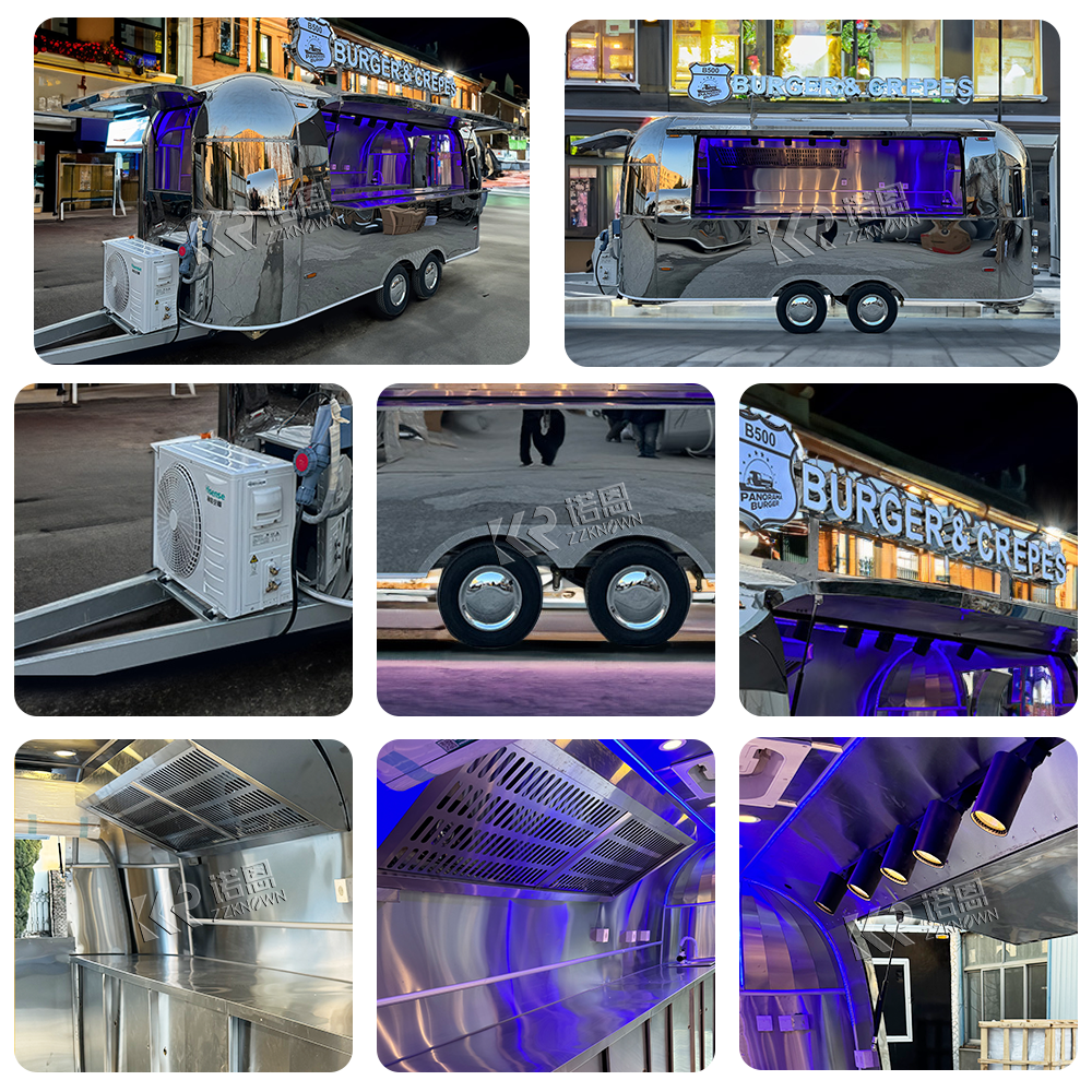 Hot Sell Airstream Food Truck Air Conditioner Equipped in Food Trucks Mobile Food Trailer Kitchen Cart for Sale