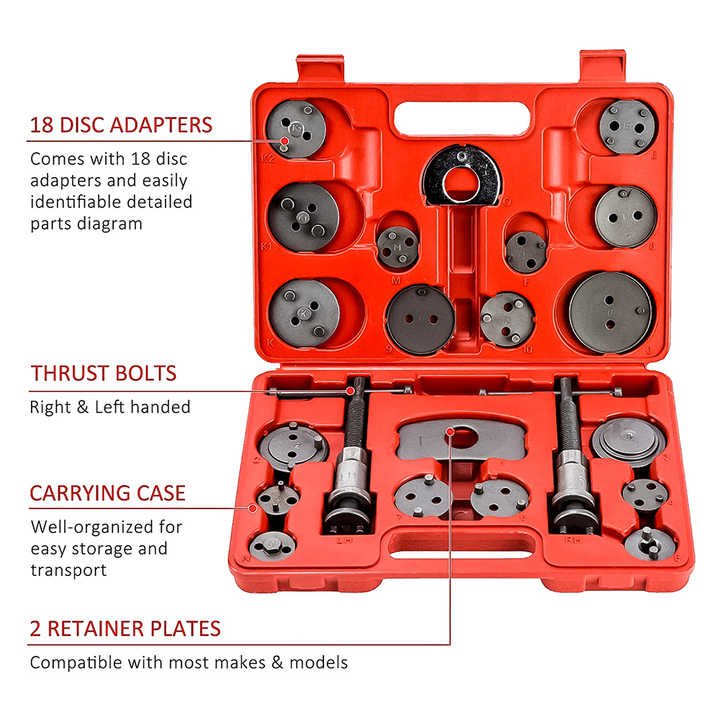 22PCs Vehicle Tools Universal Brake Caliper Piston Pad Expansion Repair Brake Kit for Car Vehicle Repair Maintenance