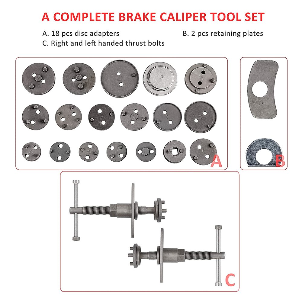 22PCs Vehicle Tools Universal Brake Caliper Piston Pad Expansion Repair Brake Kit for Car Vehicle Repair Maintenance