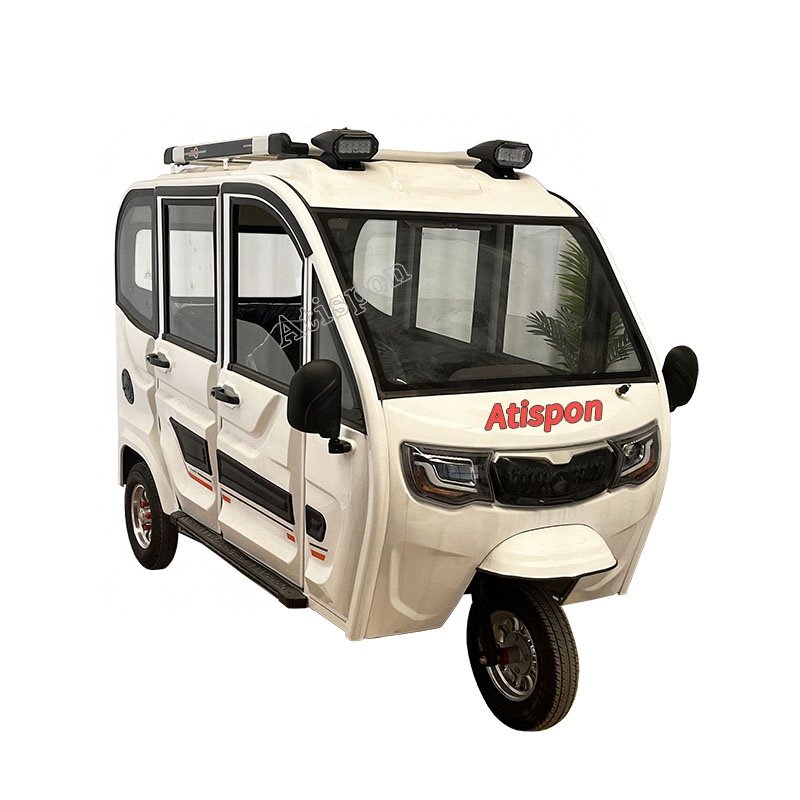 Atispon Enclosed Motorcycle Rickshaw Fat Tire Mini Tricycle Motorized 3 Wheel Electric Vehicle