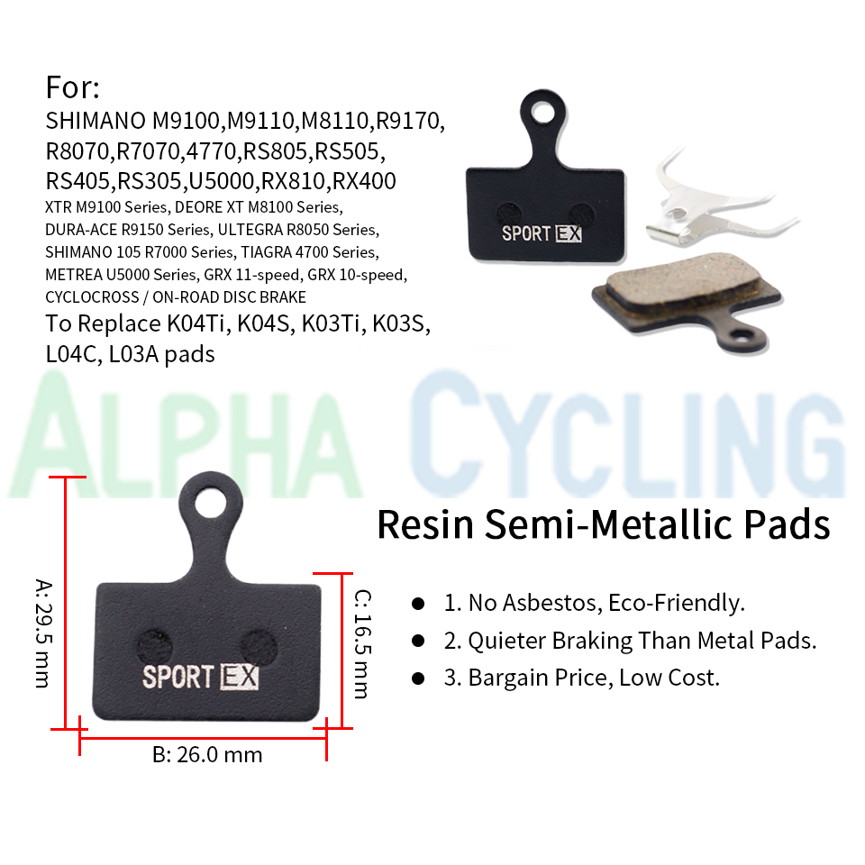 Resin Bicycle Brake Pads for SHIMANO XTR M9100 DA R9170, Ultegra R8070, RS805, RS505, RS405, BR-RS305, BR-U5000 Caliper