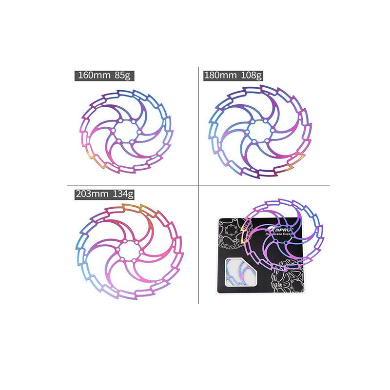 IIIPRO Colorful Bicycle Disc Brake160 / 180 / 203mm Mountain Bike Hollow Ultra Light Disc Pad Six Pin Bicycle Brake Pad