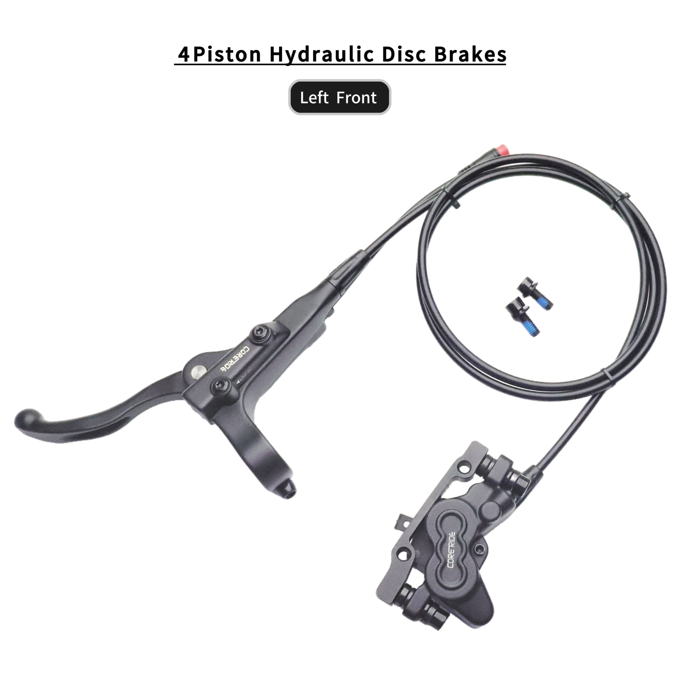 CORERIDE Bike Parts Suppliers Bicycle Ebike Hydraulic Brake off Road Escooter 4 Piston Hydraulic Brake Caliper 160mm 180mm Rotor