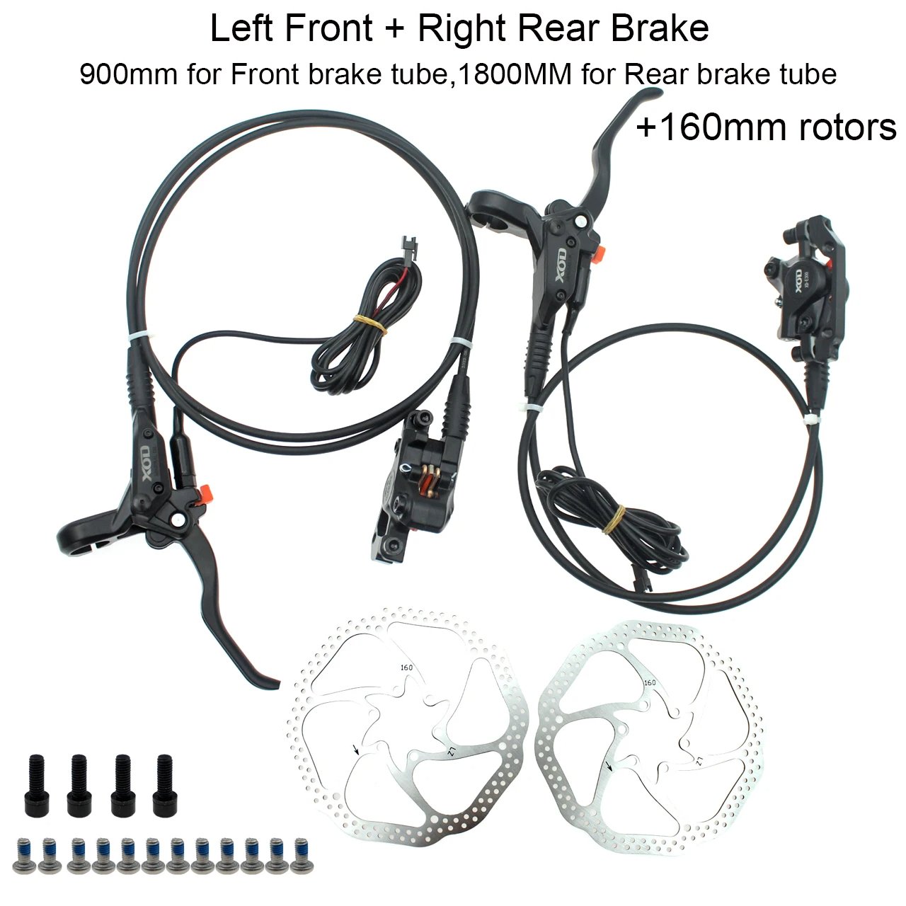 XOD E300 Mtb Bike Brake Hydraulic Power Off Disc Brake Calipers Front Rear 900mm/1800mm Ebike Oil Pressure Disc Brake Set