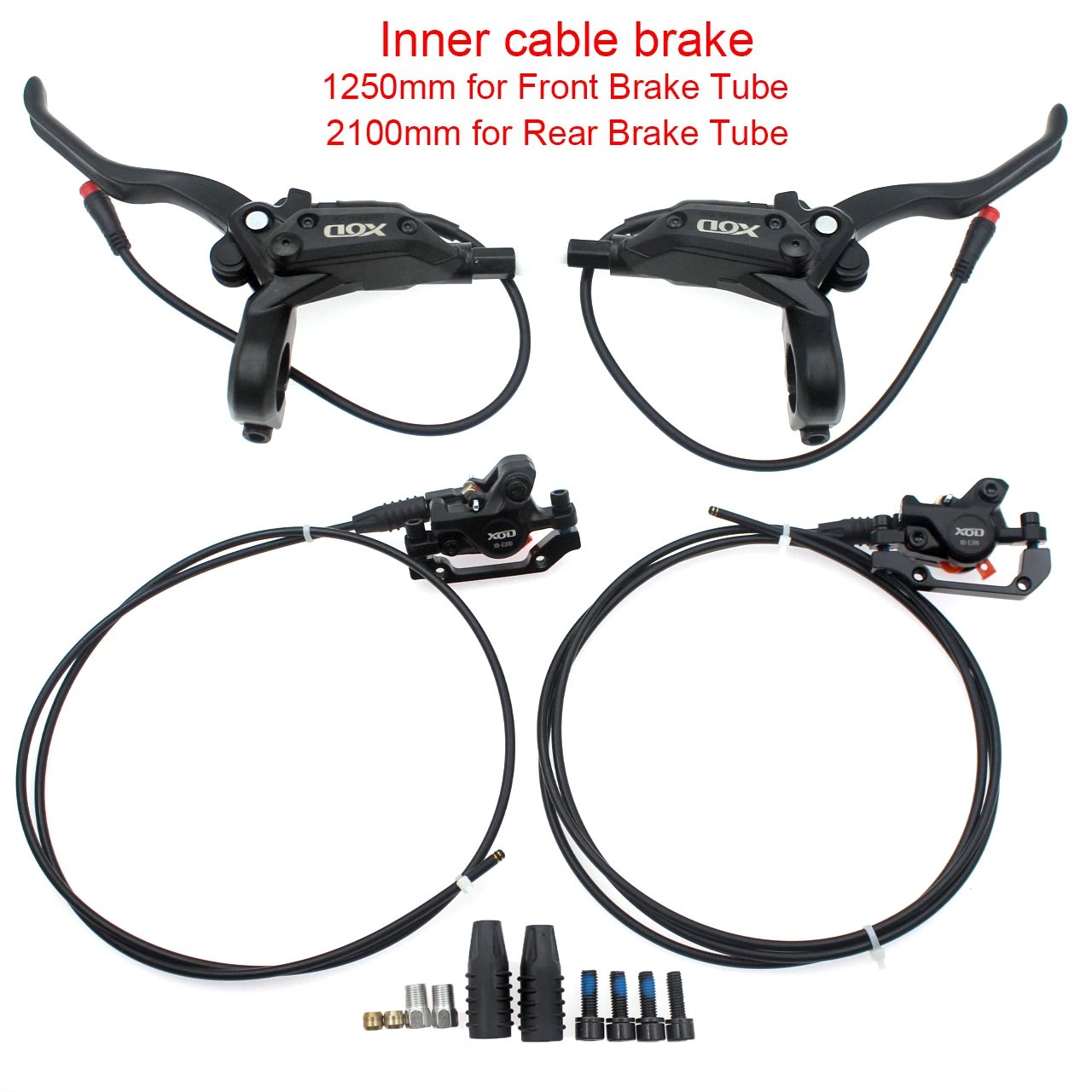 XOD E300 Mtb Bike Brake Hydraulic Power Off Disc Brake Calipers Front Rear 900mm/1800mm Ebike Oil Pressure Disc Brake Set