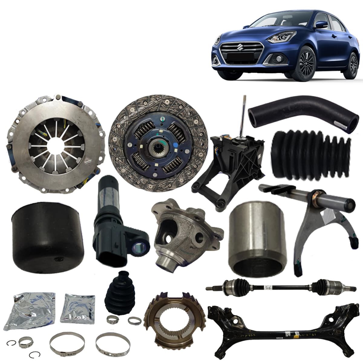 Suzuki Dzire Auto Parts - Car Accessories Android Stereo Headlight Compressor Steering Rack Clutch Cable Chair Cover Airbags Pad