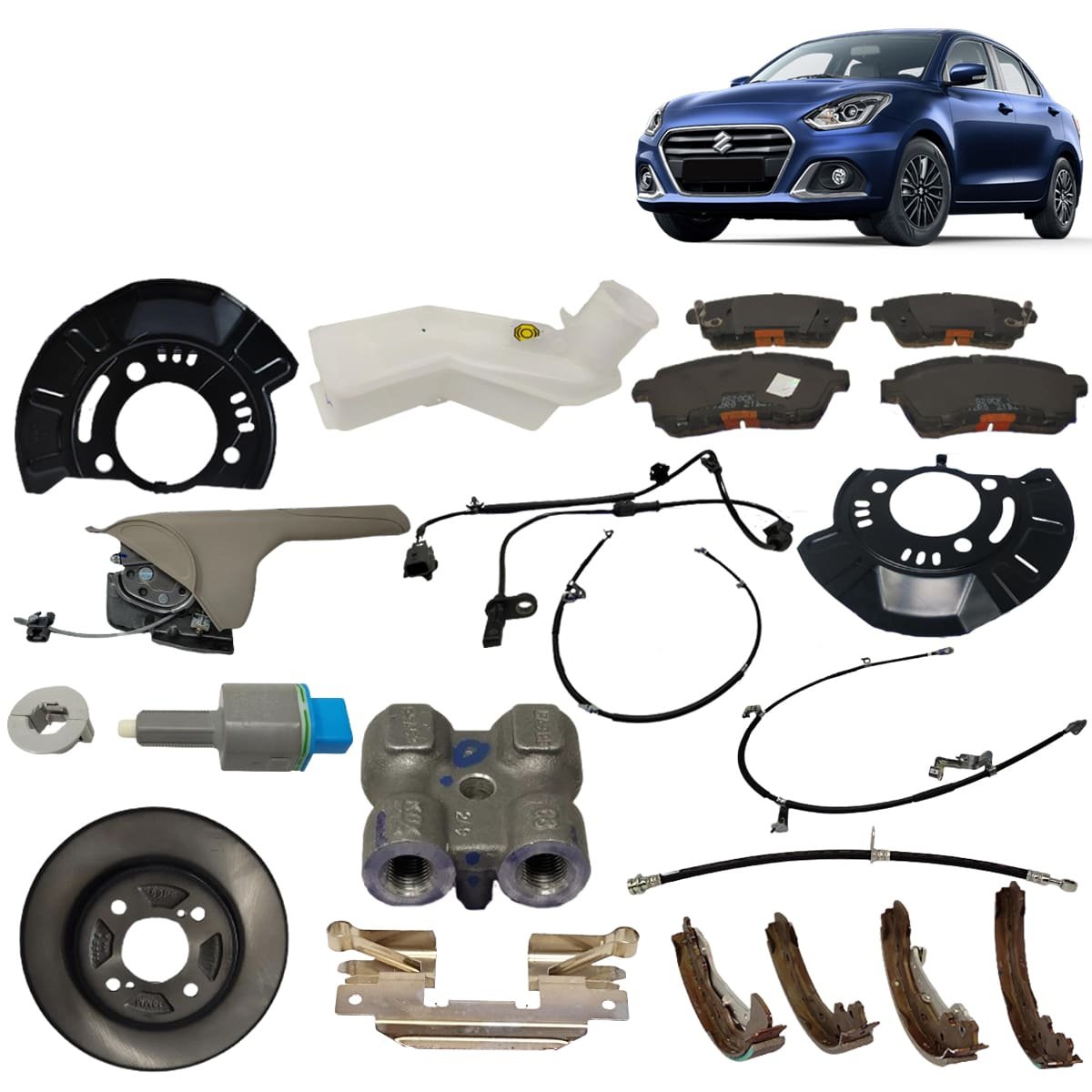Suzuki Dzire Auto Parts - Car Accessories Android Stereo Headlight Compressor Steering Rack Clutch Cable Chair Cover Airbags Pad