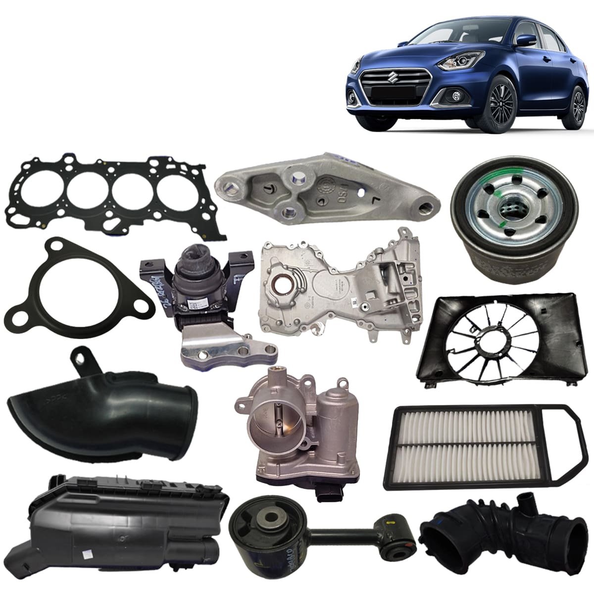 Suzuki Dzire Auto Parts - Car Accessories Android Stereo Headlight Compressor Steering Rack Clutch Cable Chair Cover Airbags Pad
