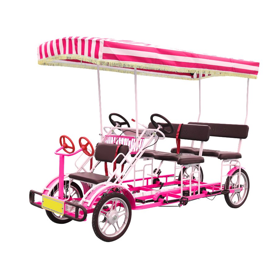 Factory Hot Sale 6 Person 4 Wheel Electric Bicycle tandem Sightseeing Bike With Drum Brake