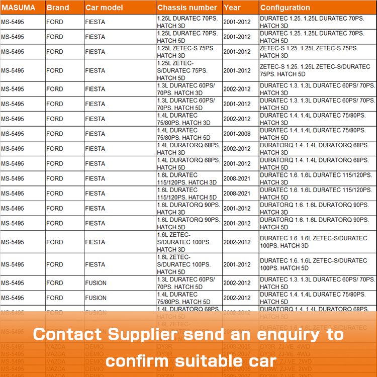 MS-5495 MASUMA Vehicles Accessories Brake Pads AY040-MA028 DDY2-33-28Z 1101464 1236880 for FORD FIESTA 1.25L DURATEC HATCH