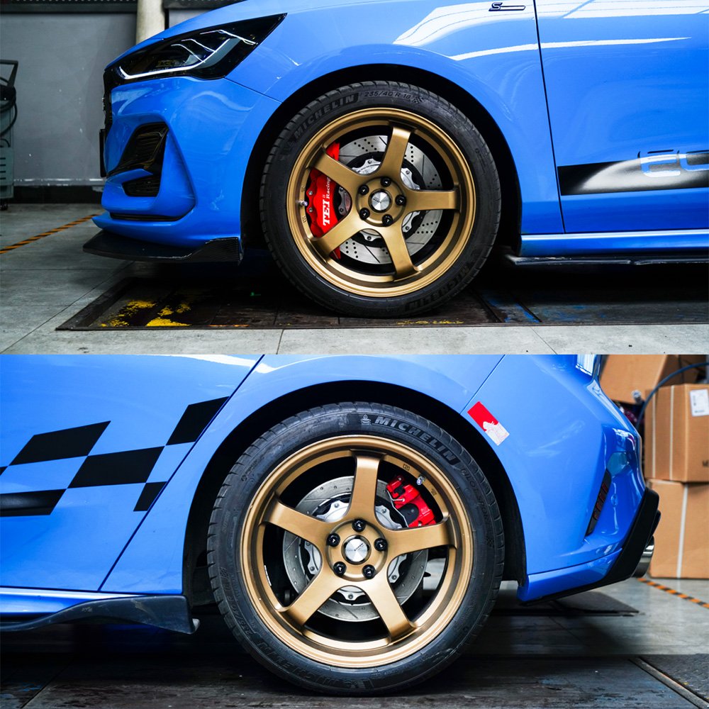 Front P60ES 6 Piston Caliper BBK Auto Brake System and Rear Upgrade Rotor Kit for Ford Focus 18 Inch Car Rim