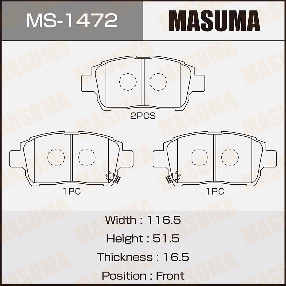 MASUMA MS-1472 Brake Wholesale Brake Pads NO Noise Spare Parts 1014003350 SB35001 for TOYOTA ALLIONP RIUS COROLLA