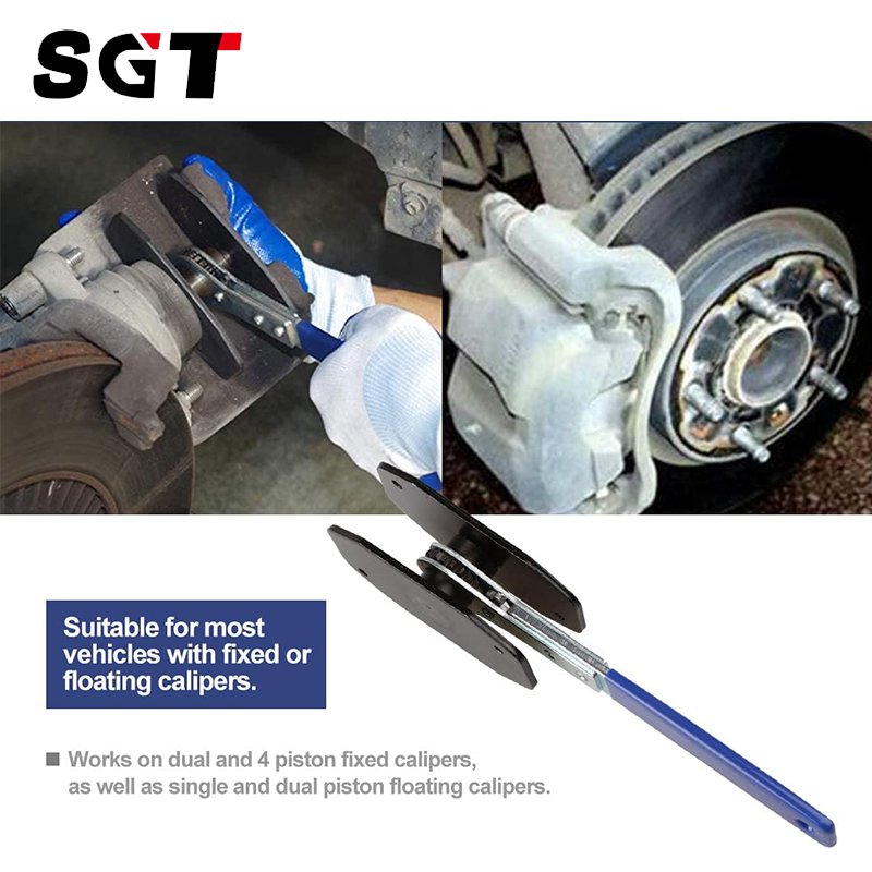 Brake Caliper Press Tool Car Ratchet Brake Piston Spreader Swing Caliper Compressor Wrench with 2PCS Brake Caliper Hanger